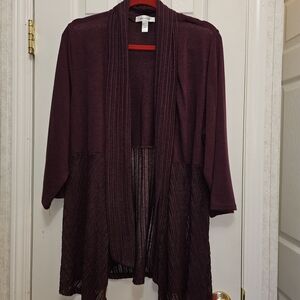 Women's Burgundy Open Front Cardigan